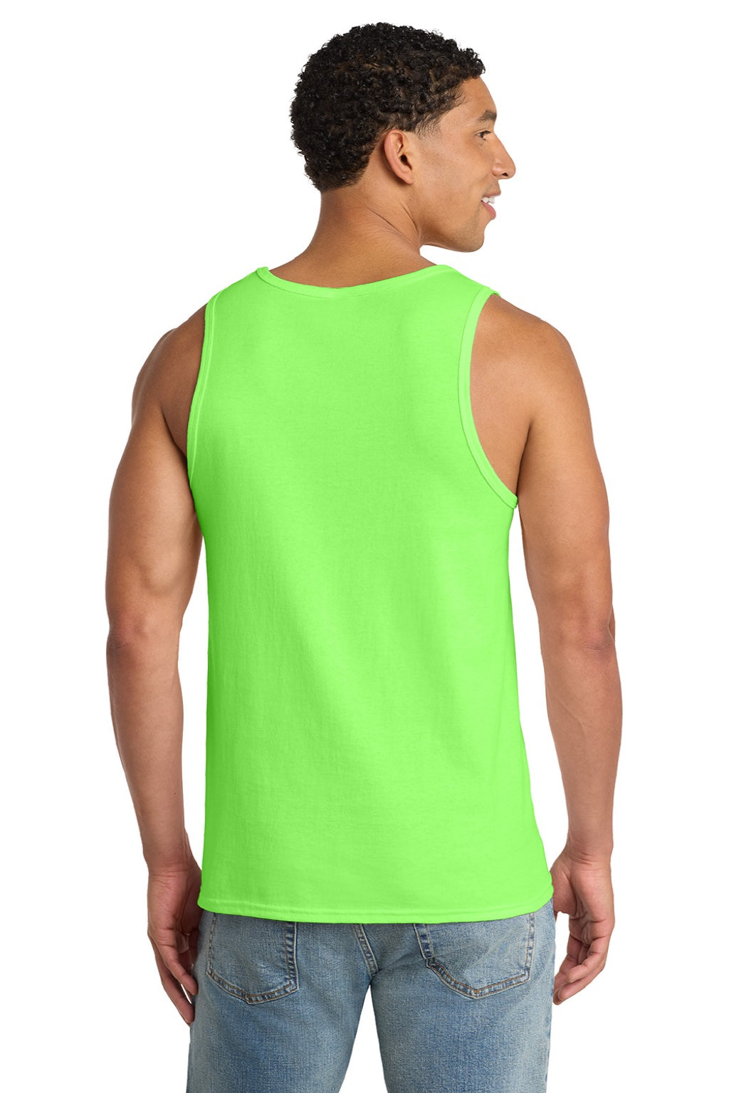Port & Company PC54TT Mens Core Tank Top Neon Green Model Back