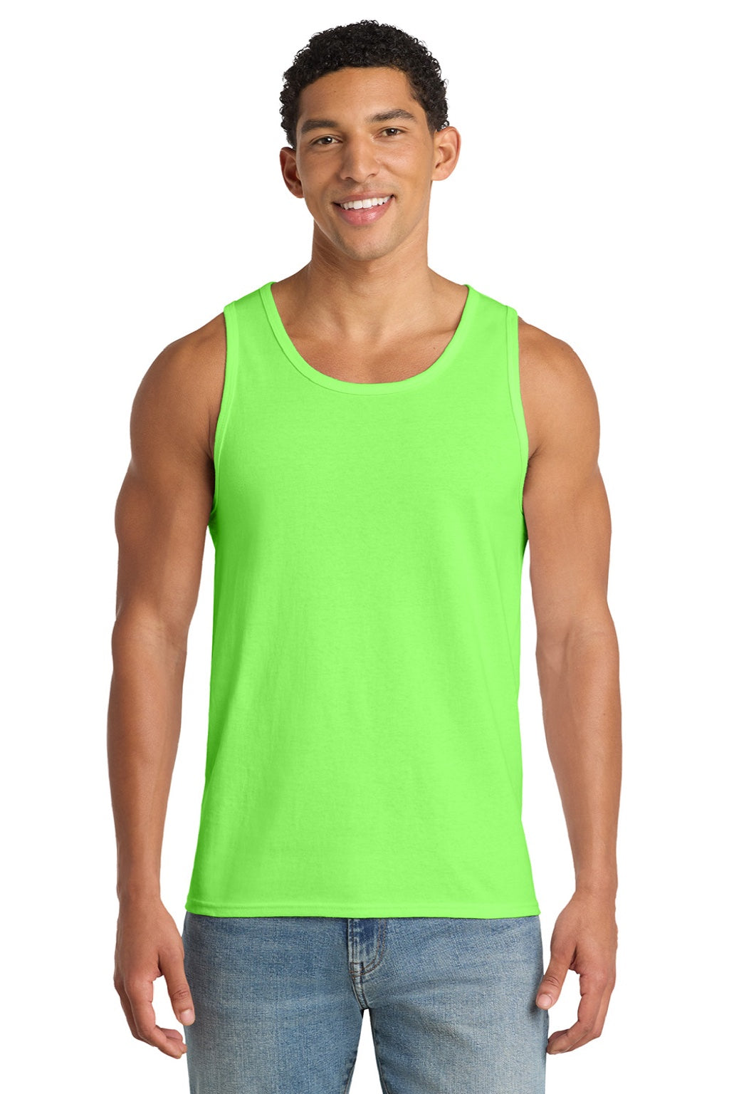 Port & Company PC54TT Mens Core Tank Top Neon Green Model Front