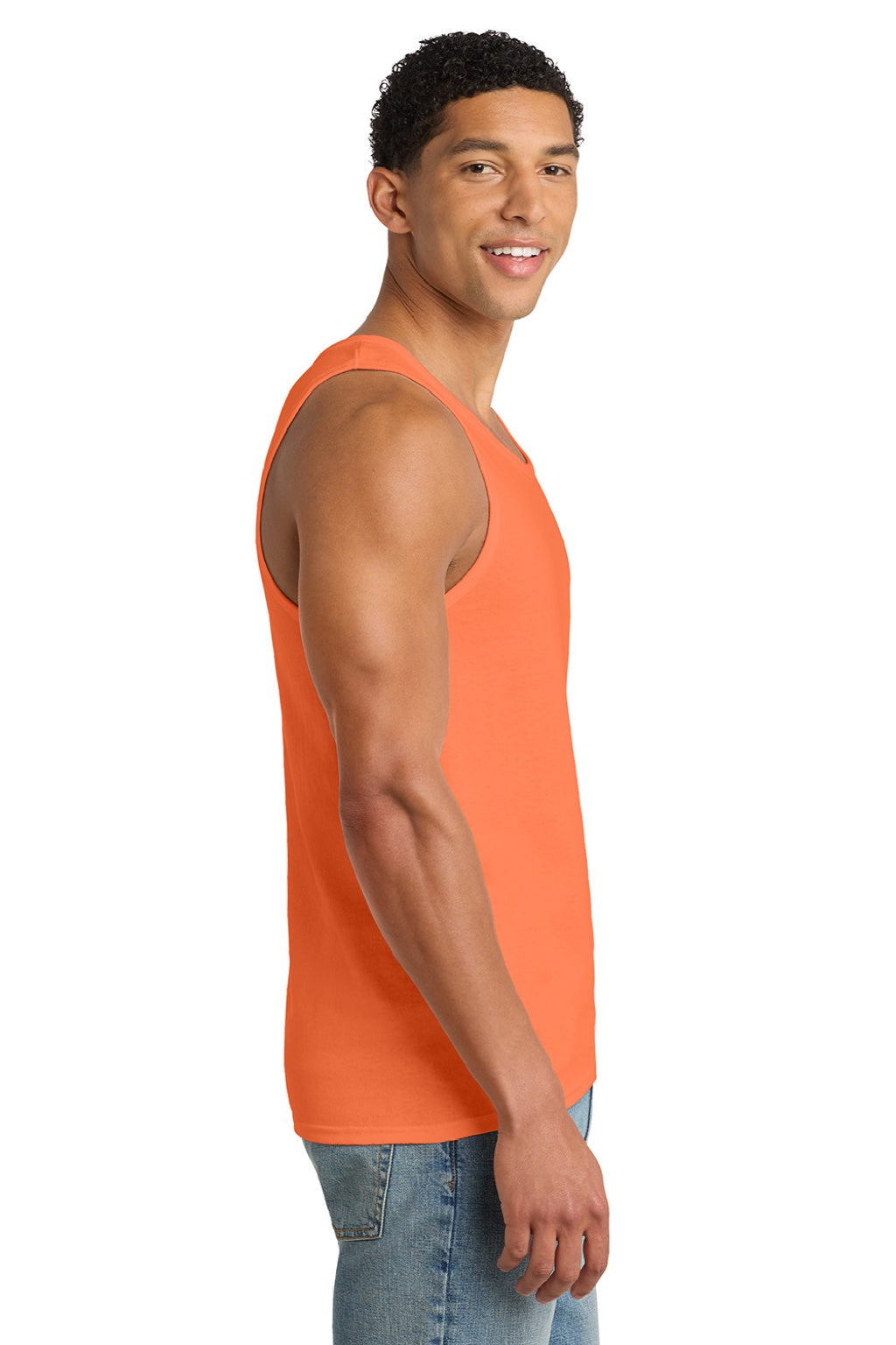 Port & Company PC54TT Mens Core Tank Top Neon Orange Model Side