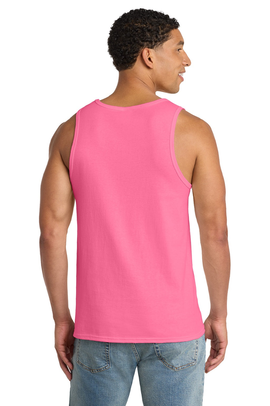 Port & Company PC54TT Mens Core Tank Top Neon Pink Model Back