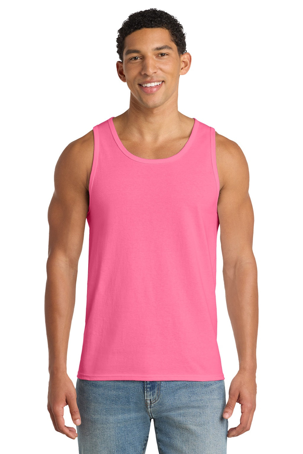 Port & Company PC54TT Mens Core Tank Top Neon Pink Model Front
