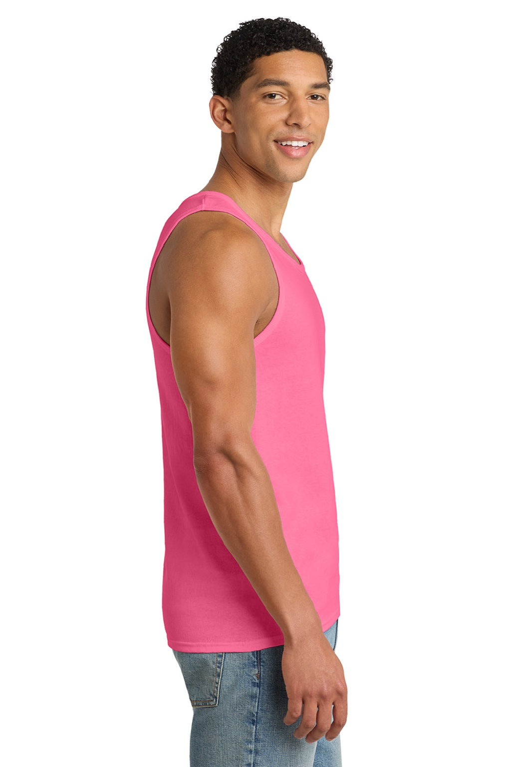 Port & Company PC54TT Mens Core Tank Top Neon Pink Model Side