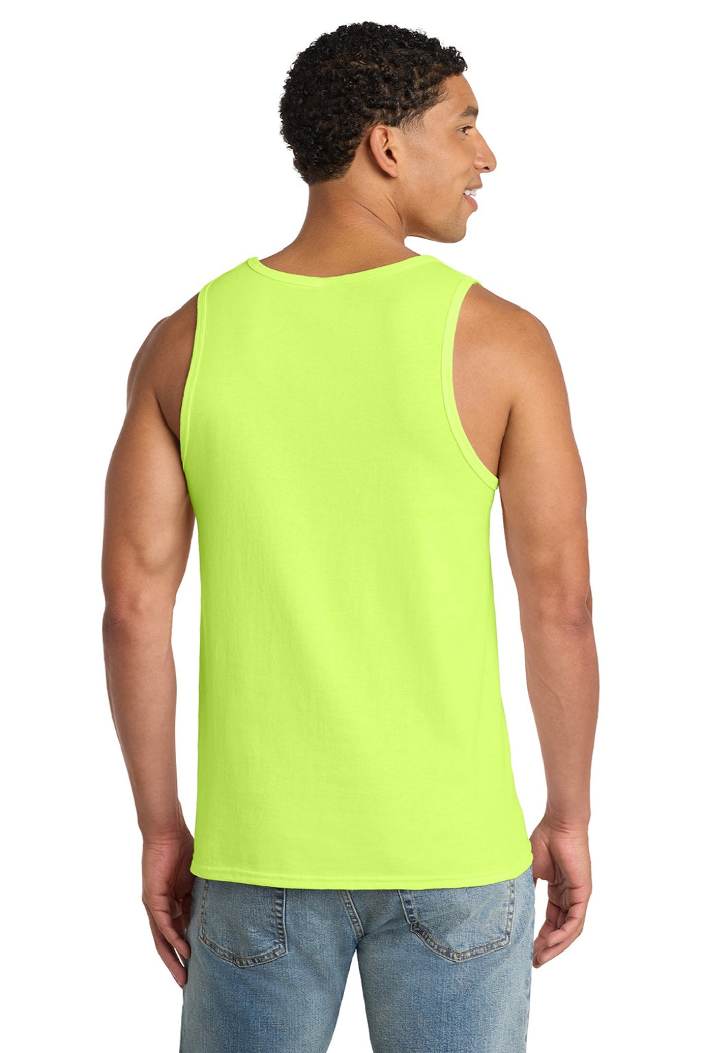 Port & Company PC54TT Mens Core Tank Top Neon Yellow Model Back
