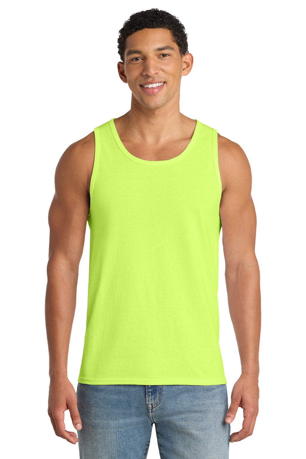 Port & Company PC54TT Mens Core Tank Top Neon Yellow Model Front