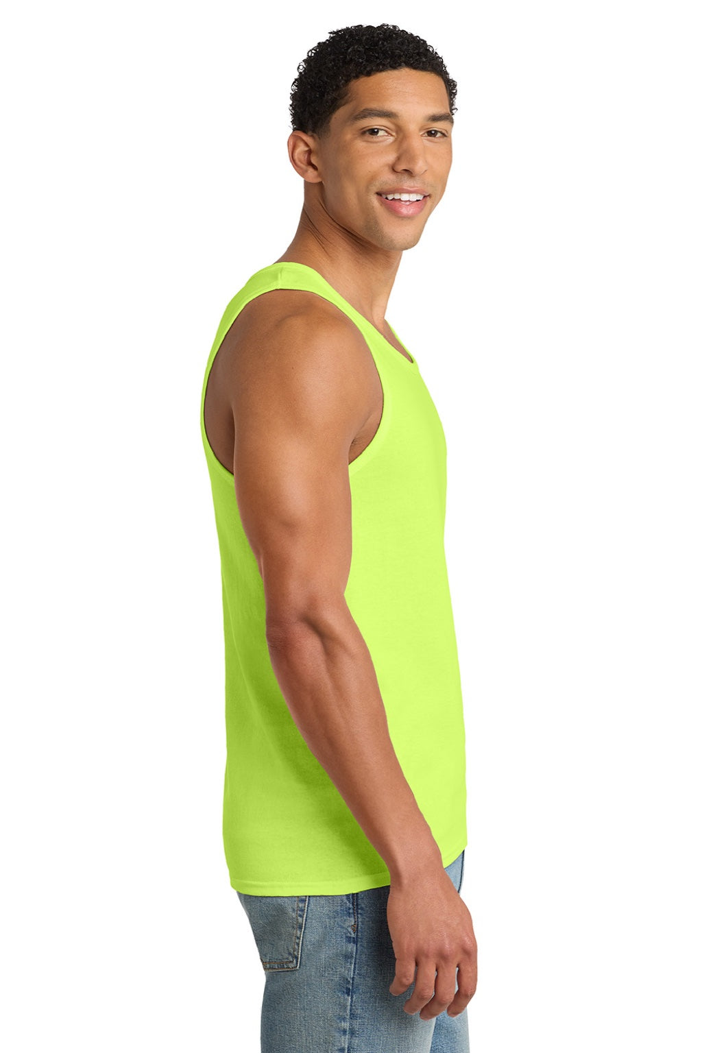 Port & Company PC54TT Mens Core Tank Top Neon Yellow Model Side