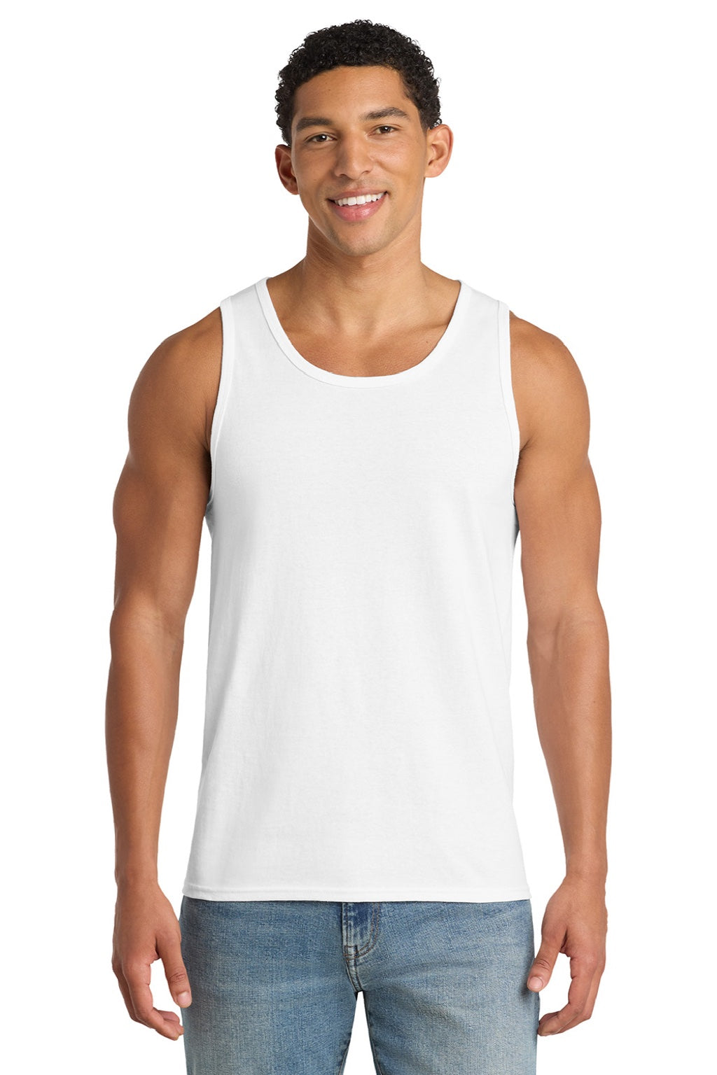Port & Company PC54TT Mens Core Tank Top White Model Front