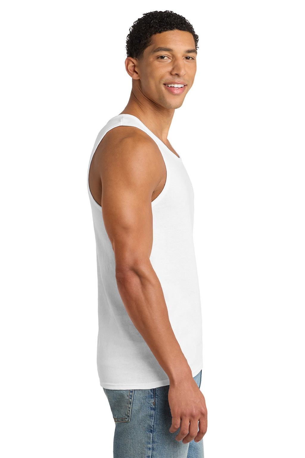 Port & Company PC54TT Mens Core Tank Top White Model Side