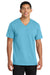 Port & Company PC54V Mens Core Short Sleeve V-Neck T-Shirt Aquatic Blue Model Front
