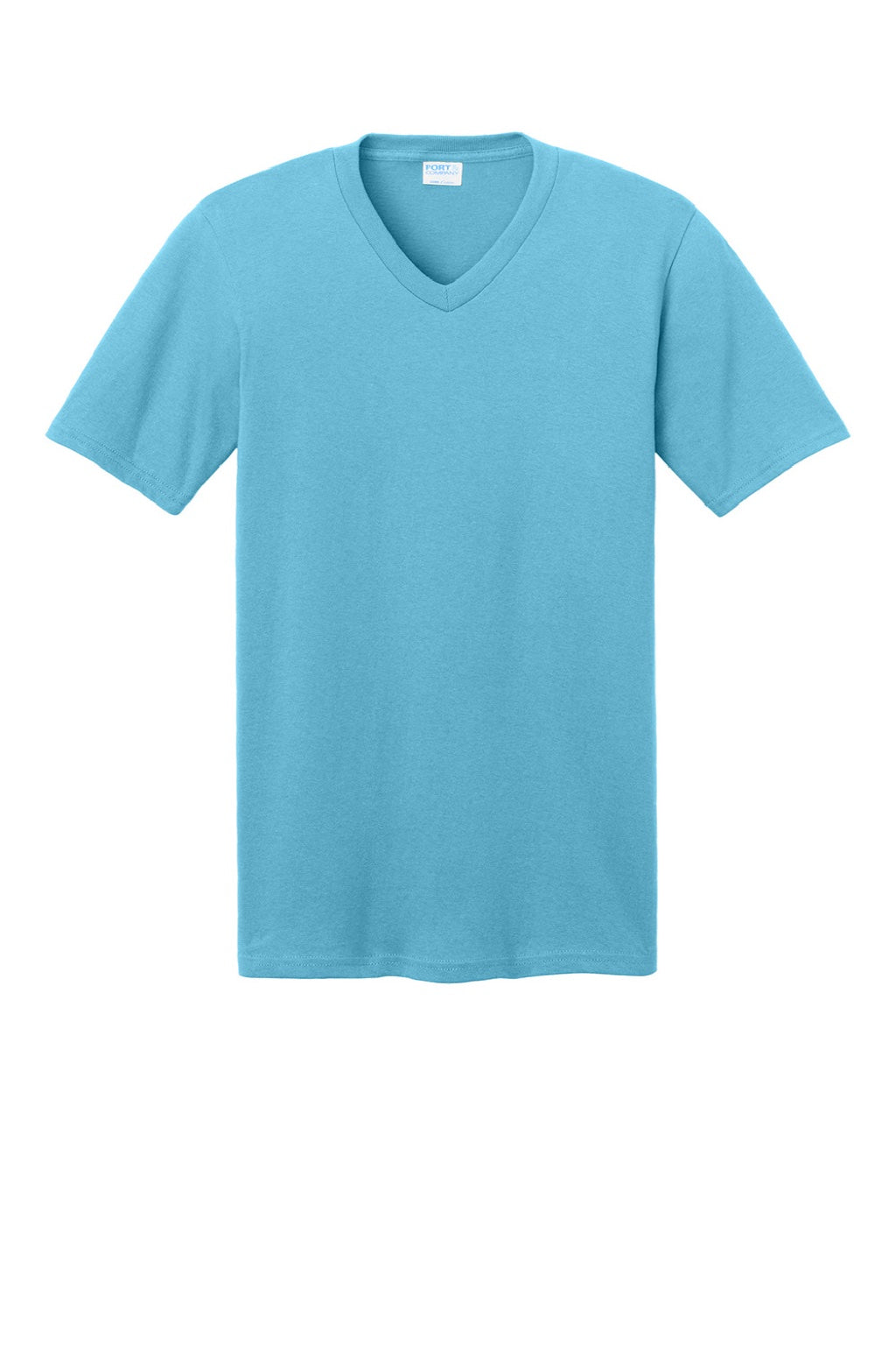 Port & Company PC54V Mens Core Short Sleeve V-Neck T-Shirt Aquatic Blue Flat Front
