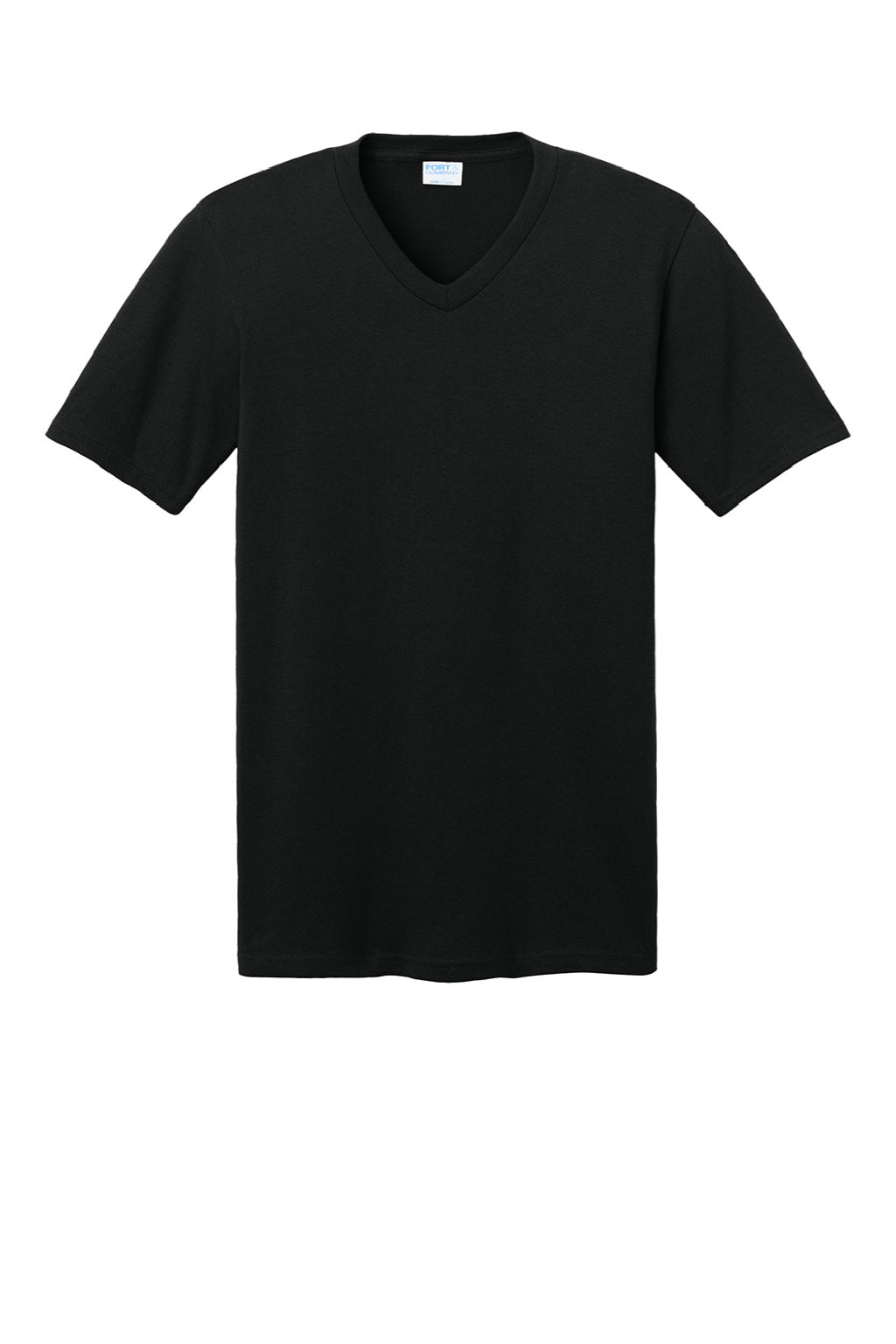 Port & Company PC54V Mens Core Short Sleeve V-Neck T-Shirt Jet Black Flat Front