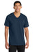 Port & Company PC54V Mens Core Short Sleeve V-Neck T-Shirt Navy Blue Model Front