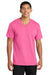 Port & Company PC54V Mens Core Short Sleeve V-Neck T-Shirt Neon Pink Model Front