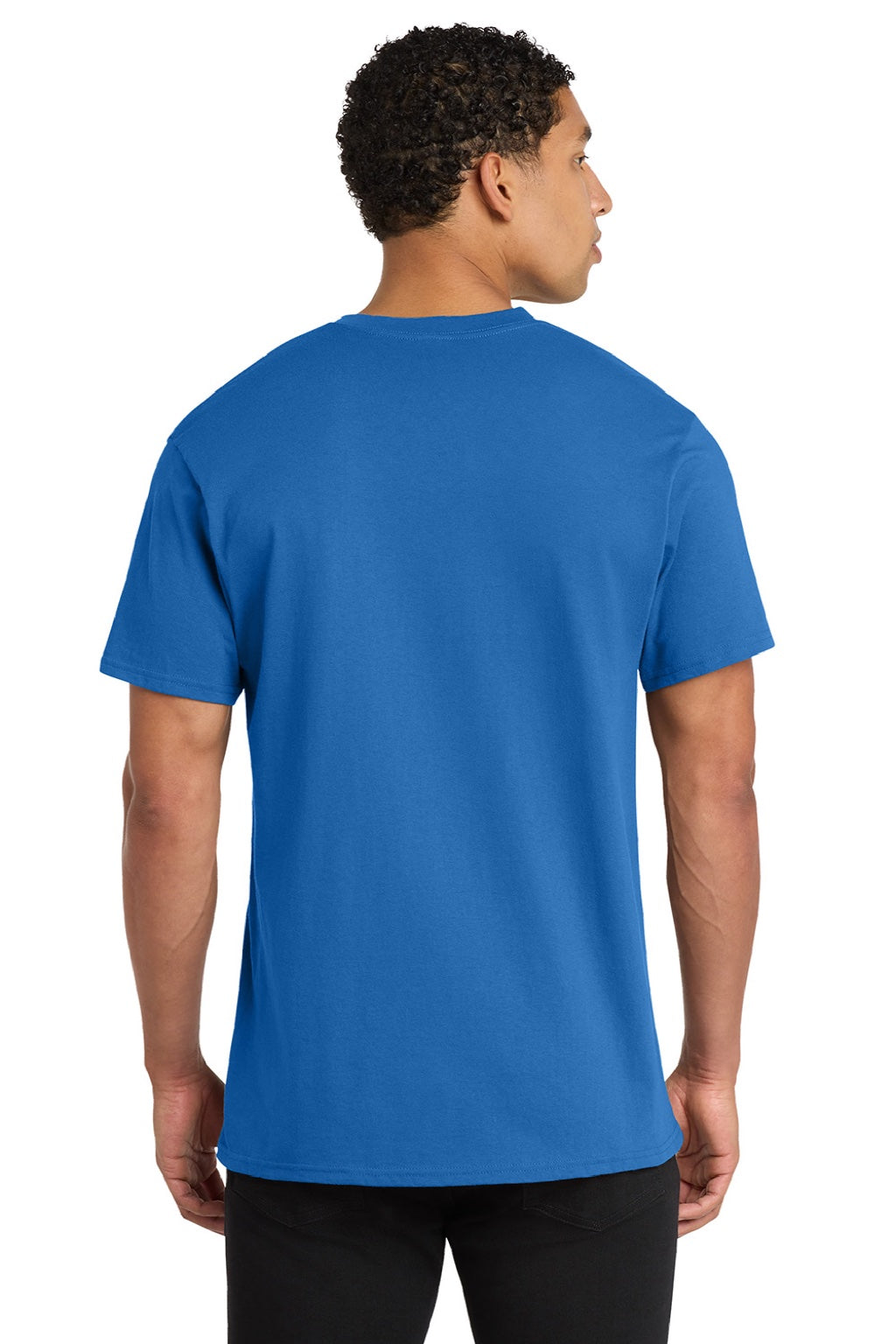 Port & Company PC54V Mens Core Short Sleeve V-Neck T-Shirt Royal Blue Model Back