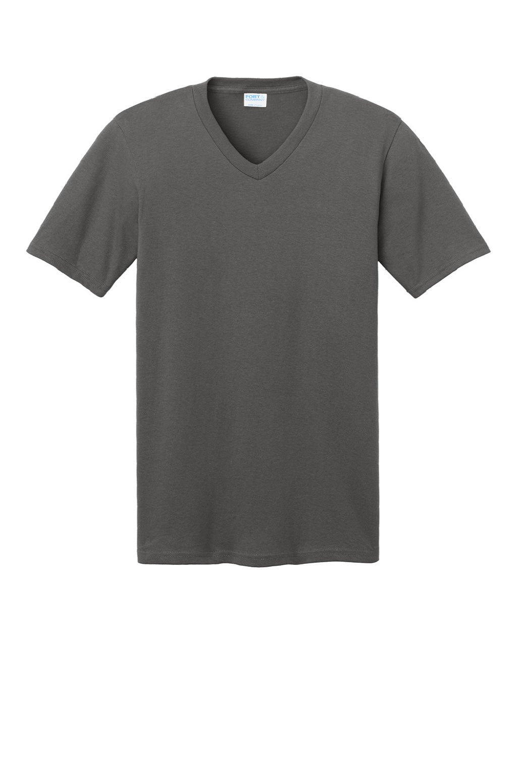 Port & Company PC54V Mens Core Short Sleeve V-Neck T-Shirt Charcoal Grey Flat Front