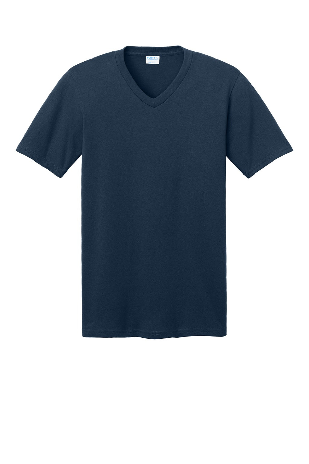 Port & Company PC54V Mens Core Short Sleeve V-Neck T-Shirt Navy Blue Flat Front