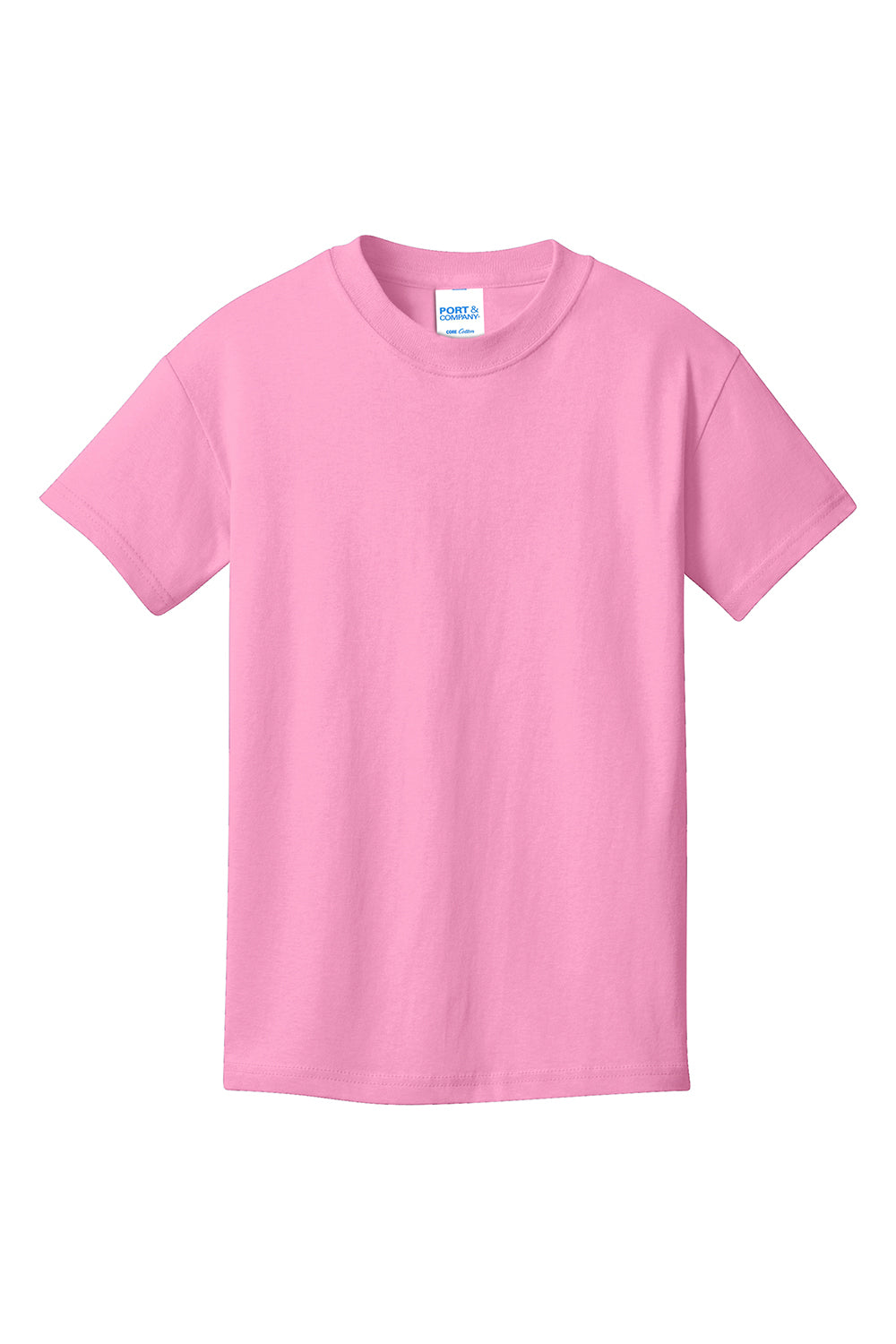 Port & Company PC54Y Youth Core Short Sleeve Crewneck T-Shirt Candy Pink Flat Front