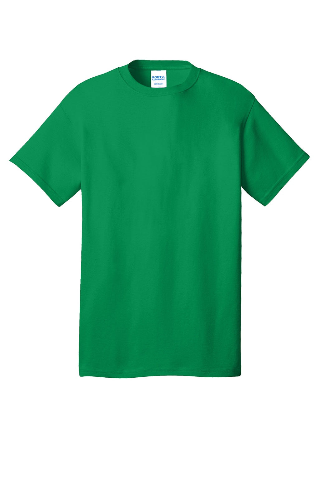 Port & Company PC54/PC54T Mens Core Short Sleeve Crewneck T-Shirt Athletic Kelly Green Flat Front
