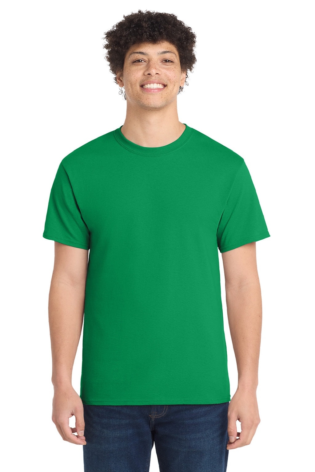 Port & Company PC54/PC54T Mens Core Short Sleeve Crewneck T-Shirt Athletic Kelly Green Model Front