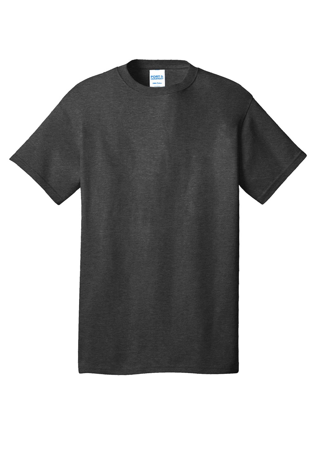 Port & Company PC54/PC54T Mens Core Short Sleeve Crewneck T-Shirt Heather Black Flat Front