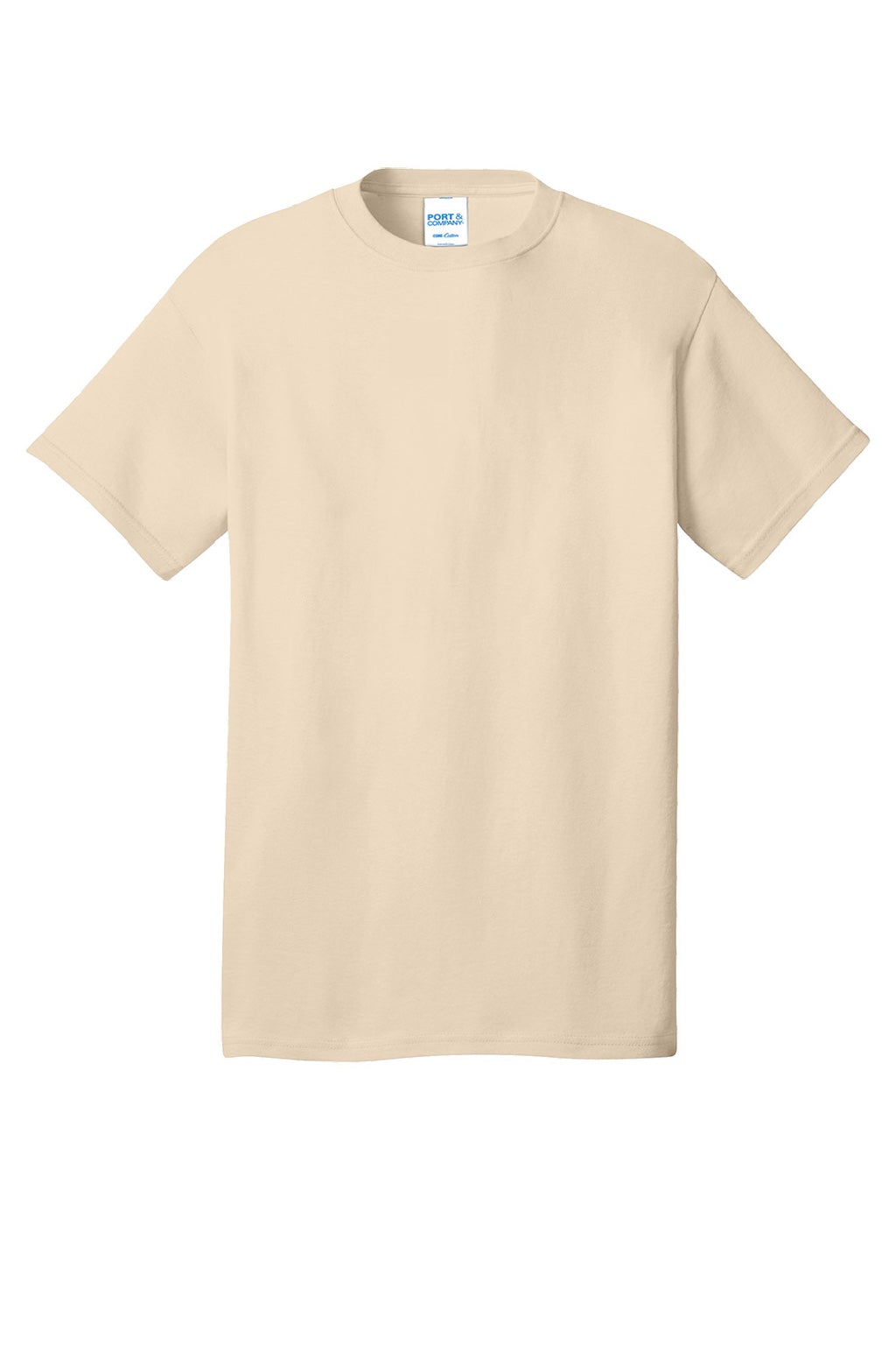 Port & Company PC54/PC54T Mens Core Short Sleeve Crewneck T-Shirt Cream Flat Front