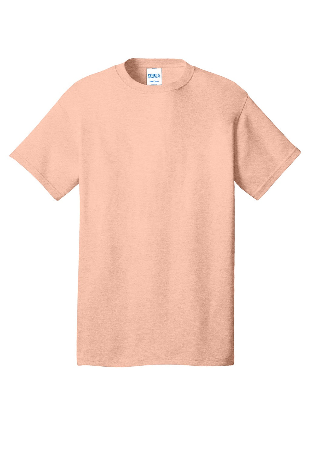 Port & Company PC54/PC54T Mens Core Short Sleeve Crewneck T-Shirt Heather Dusty Peach Flat Front