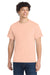 Port & Company PC54/PC54T Mens Core Short Sleeve Crewneck T-Shirt Heather Dusty Peach Model Front