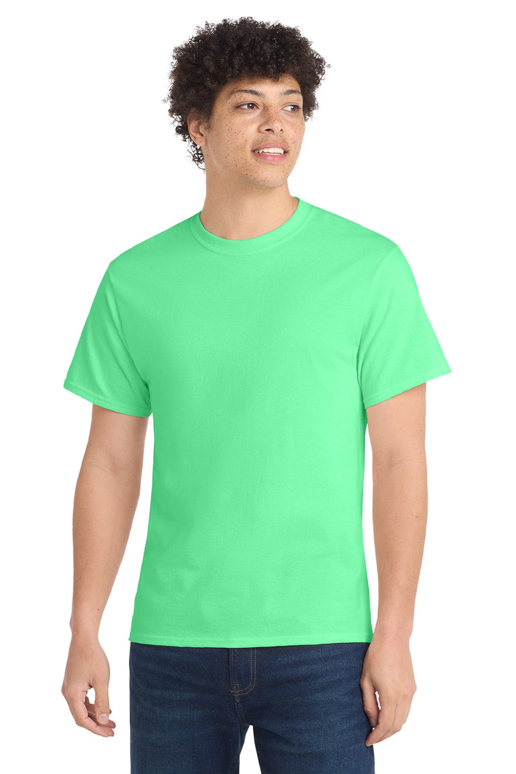 Port & Company PC54/PC54T Mens Core Short Sleeve Crewneck T-Shirt Jadeite Green Model Front