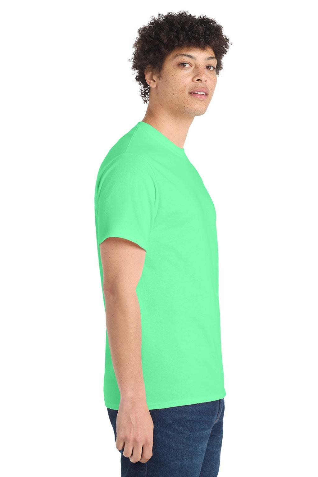 Port & Company PC54/PC54T Mens Core Short Sleeve Crewneck T-Shirt Jadeite Green Model Side