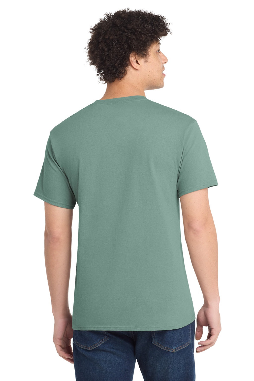 Port & Company PC54/PC54T Mens Core Short Sleeve Crewneck T-Shirt Laurel Green Model Back