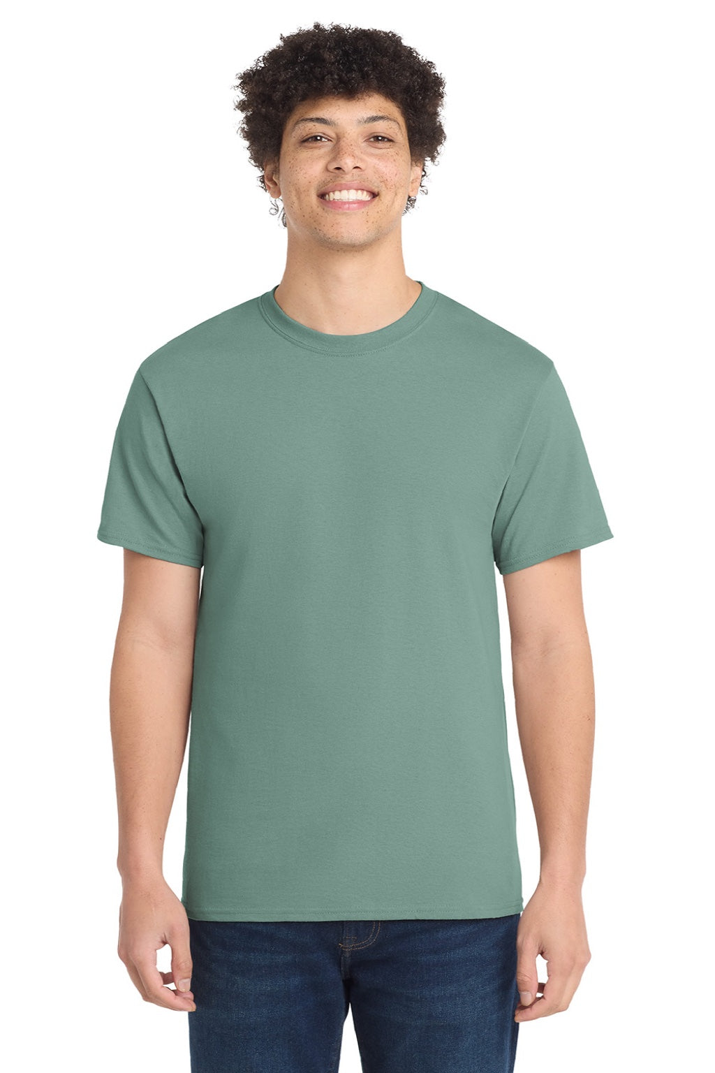 Port & Company PC54/PC54T Mens Core Short Sleeve Crewneck T-Shirt Laurel Green Model Front