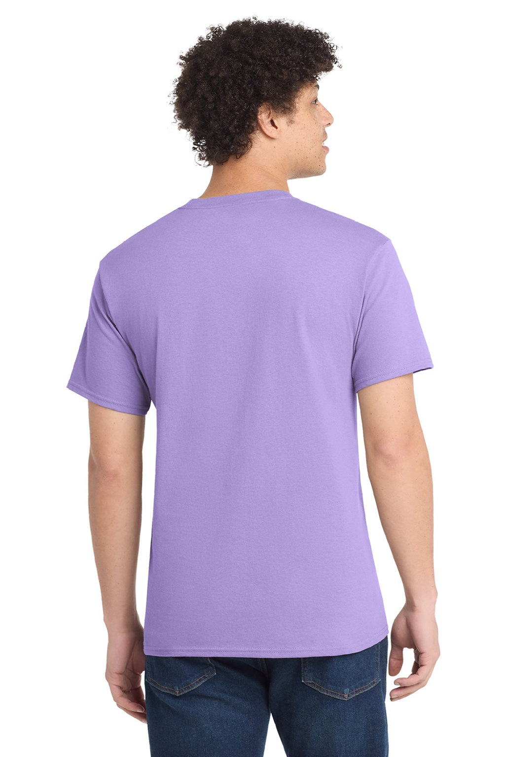 Port & Company PC54/PC54T Mens Core Short Sleeve Crewneck T-Shirt Lavender Purple Model Back