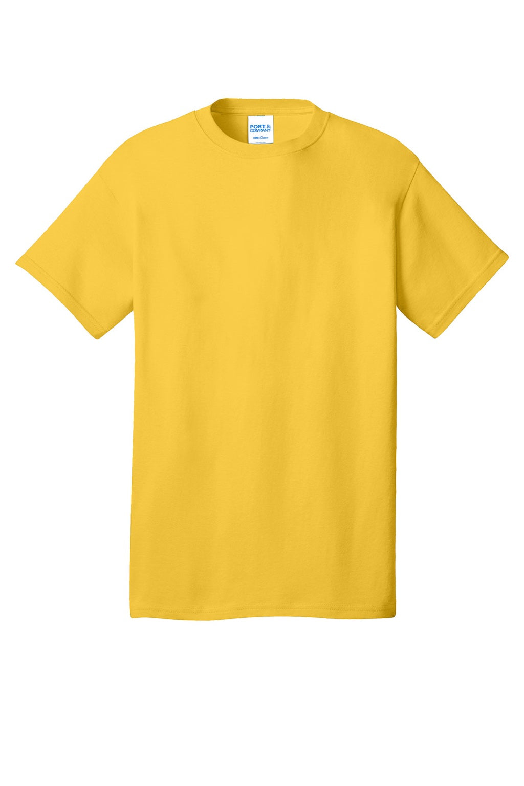 Port & Company PC54/PC54T Mens Core Short Sleeve Crewneck T-Shirt Lemon Yellow Flat Front