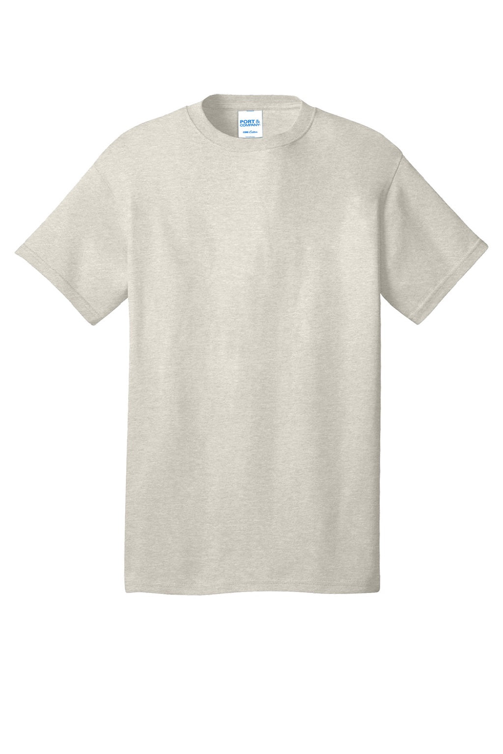 Port & Company PC54/PC54T Mens Core Short Sleeve Crewneck T-Shirt Heather Oatmeal Flat Front