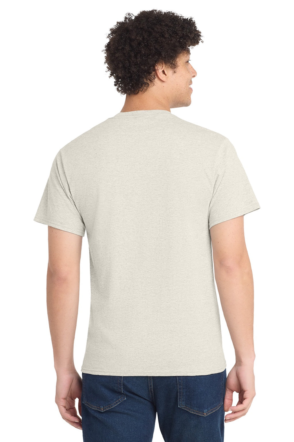 Port & Company PC54/PC54T Mens Core Short Sleeve Crewneck T-Shirt Heather Oatmeal Model Back