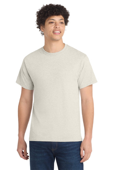 Port & Company PC54/PC54T Mens Core Short Sleeve Crewneck T-Shirt Heather Oatmeal Model Front