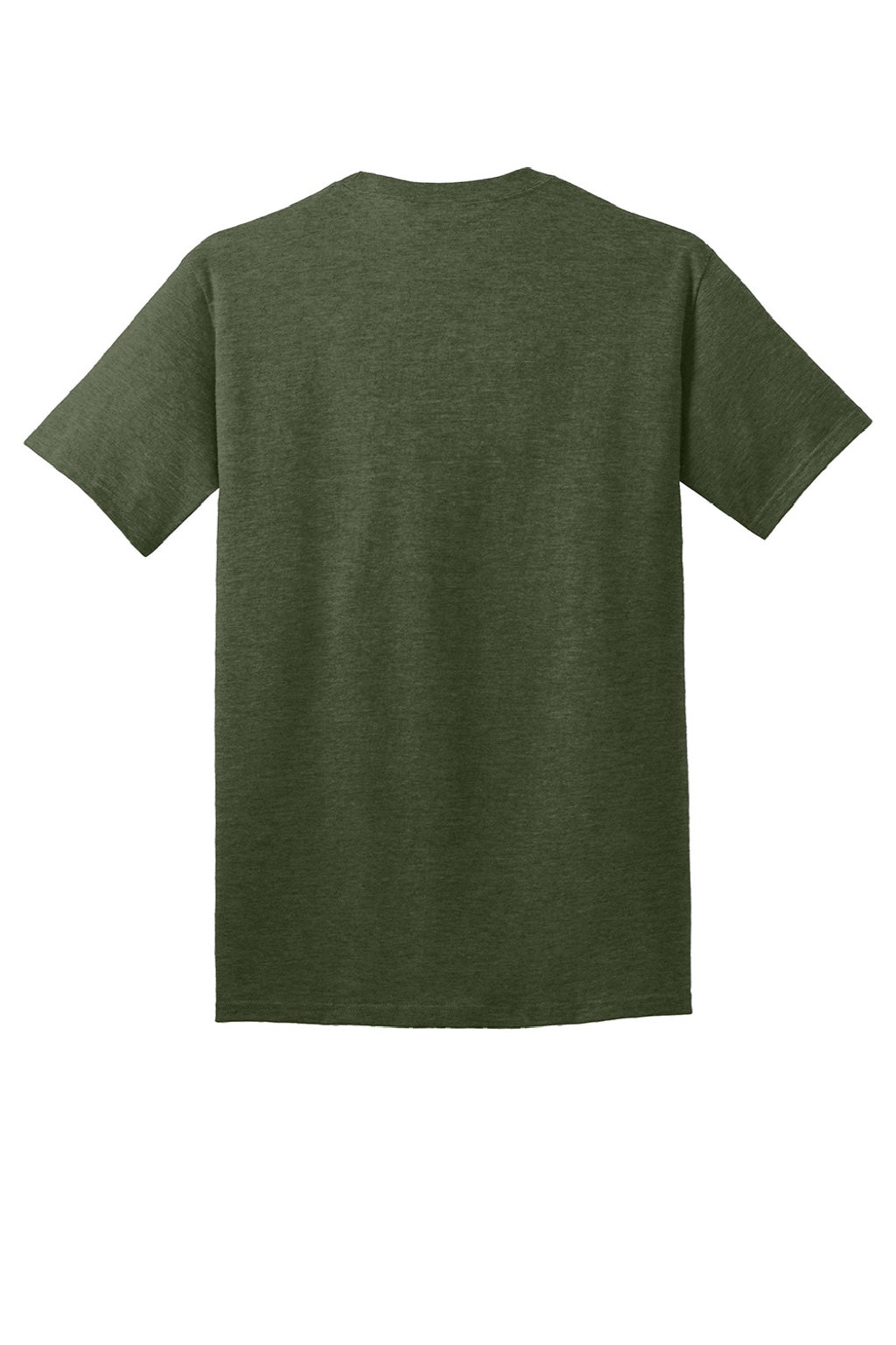 Port & Company PC54/PC54T Mens Core Short Sleeve Crewneck T-Shirt Heather Olive Drab Green Flat Back