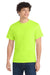 Port & Company PC54/PC54T Mens Core Short Sleeve Crewneck T-Shirt Safety Green Model Front