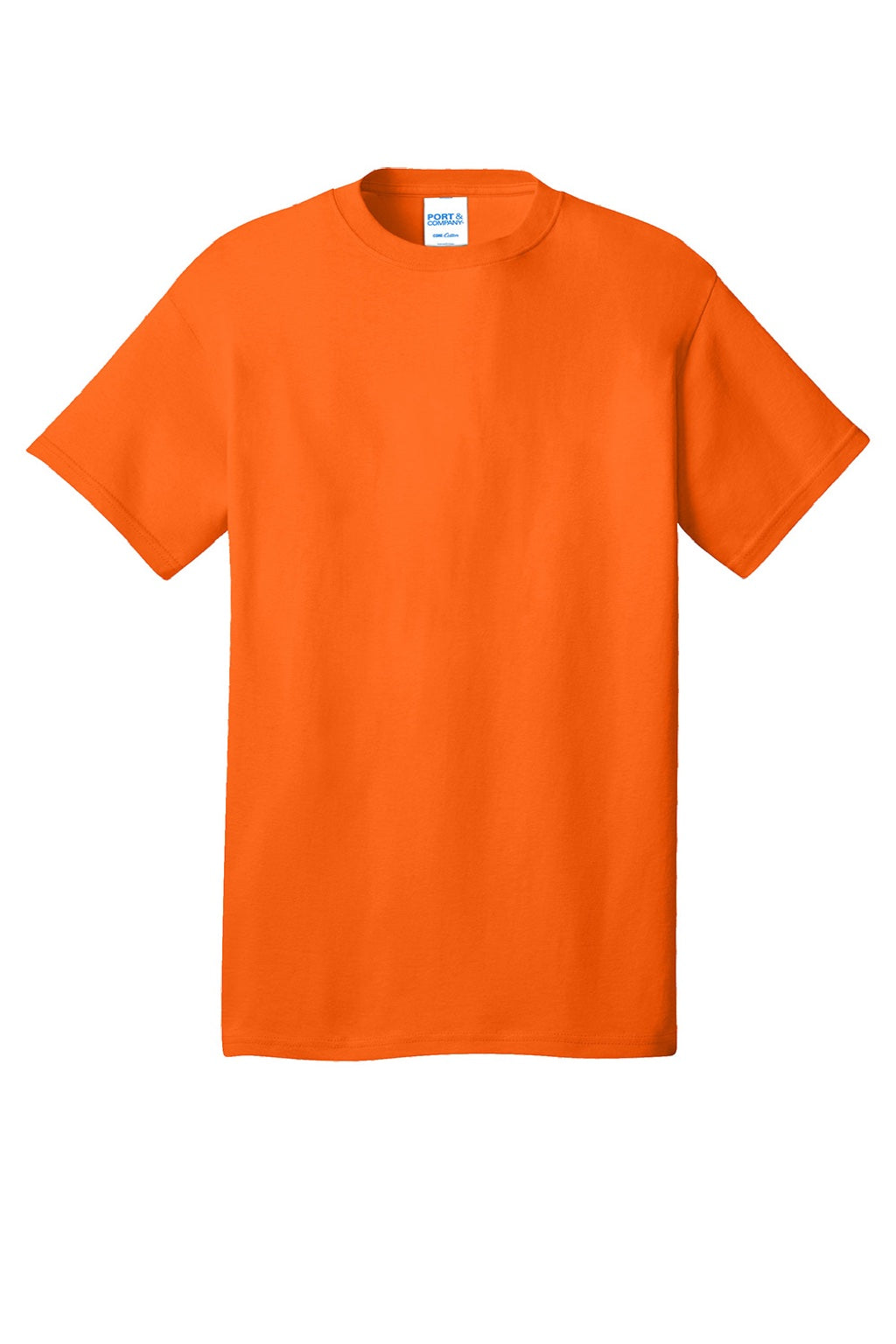 Port & Company PC54/PC54T Mens Core Short Sleeve Crewneck T-Shirt Safety Orange Flat Front
