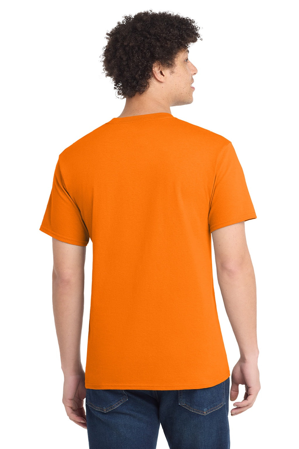 Port & Company PC54/PC54T Mens Core Short Sleeve Crewneck T-Shirt Tennessee Orange Model Back
