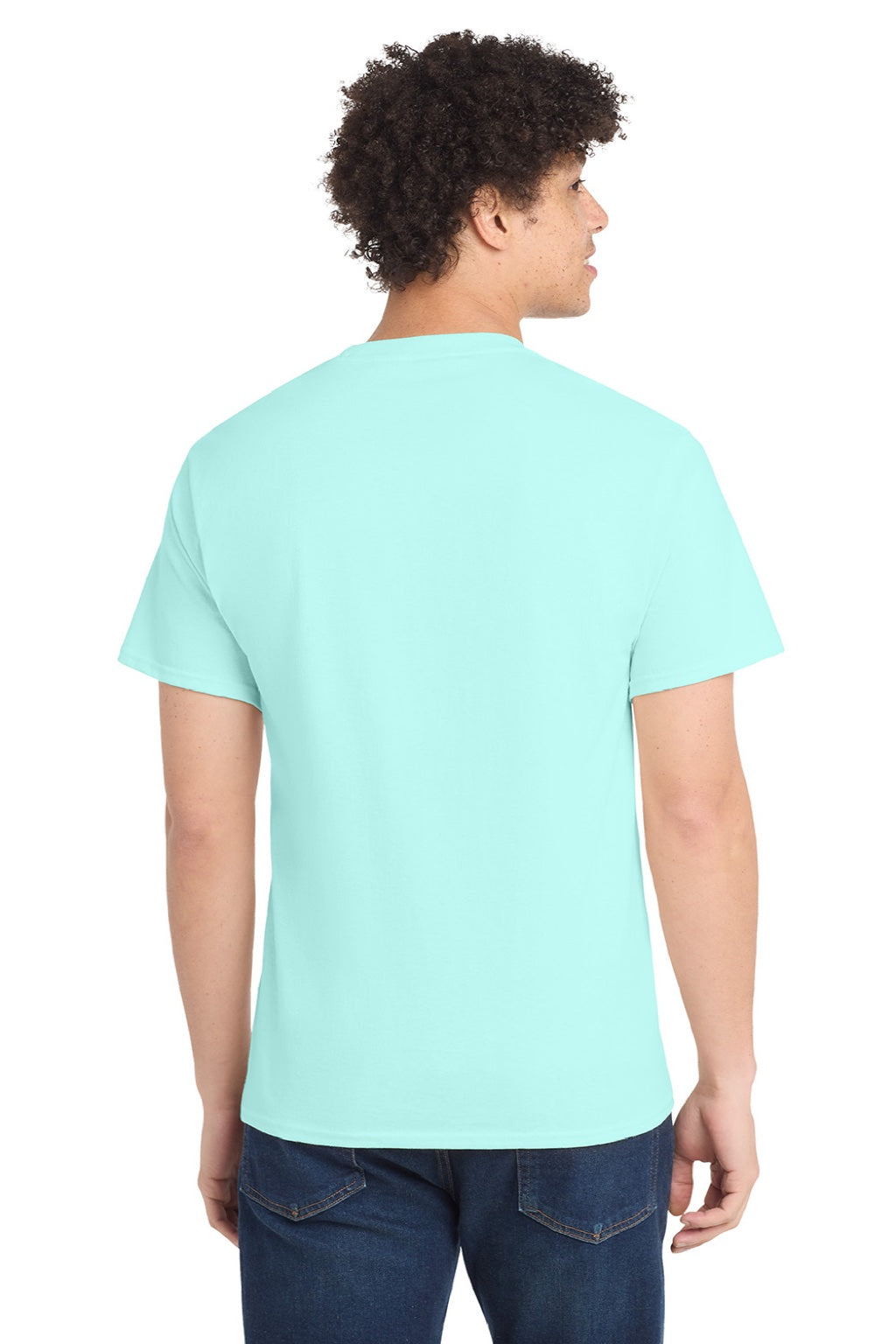 Port & Company PC54/PC54T Mens Core Short Sleeve Crewneck T-Shirt True Celadon Blue Model Back
