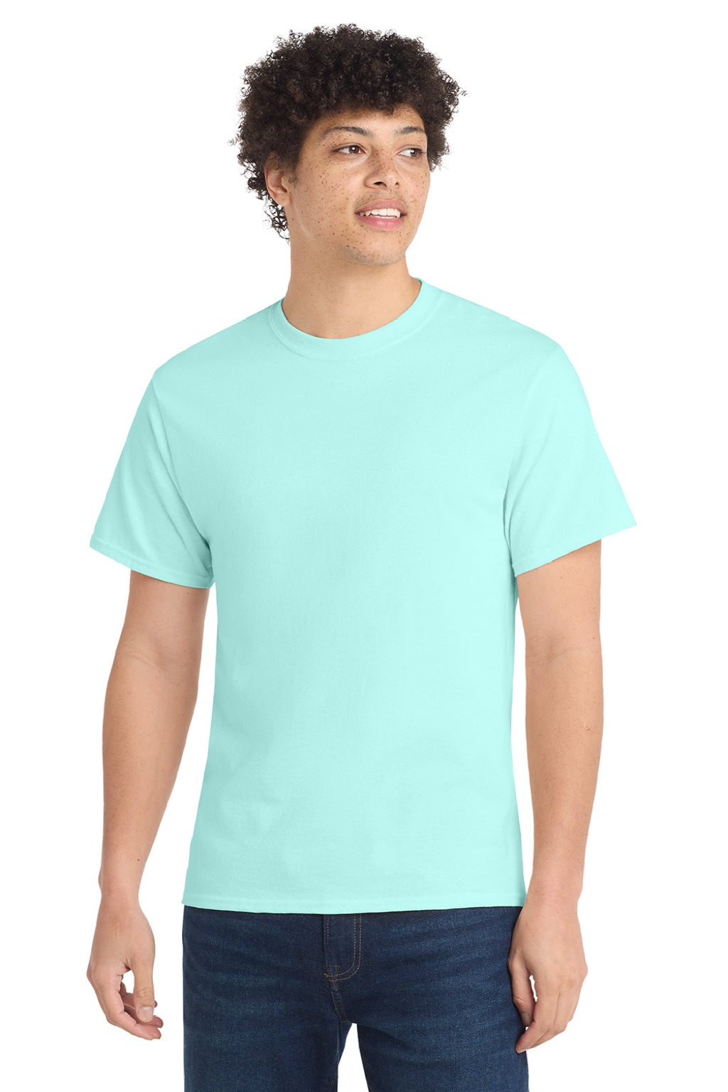 Port & Company PC54/PC54T Mens Core Short Sleeve Crewneck T-Shirt True Celadon Blue Model Front