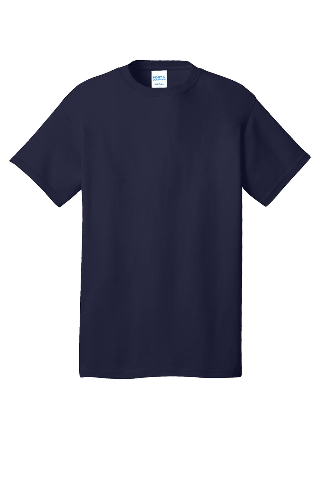 Port & Company PC54/PC54T Mens Core Short Sleeve Crewneck T-Shirt True Navy Blue Flat Front