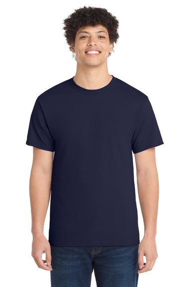 Port & Company PC54/PC54T Mens Core Short Sleeve Crewneck T-Shirt True Navy Blue Model Front