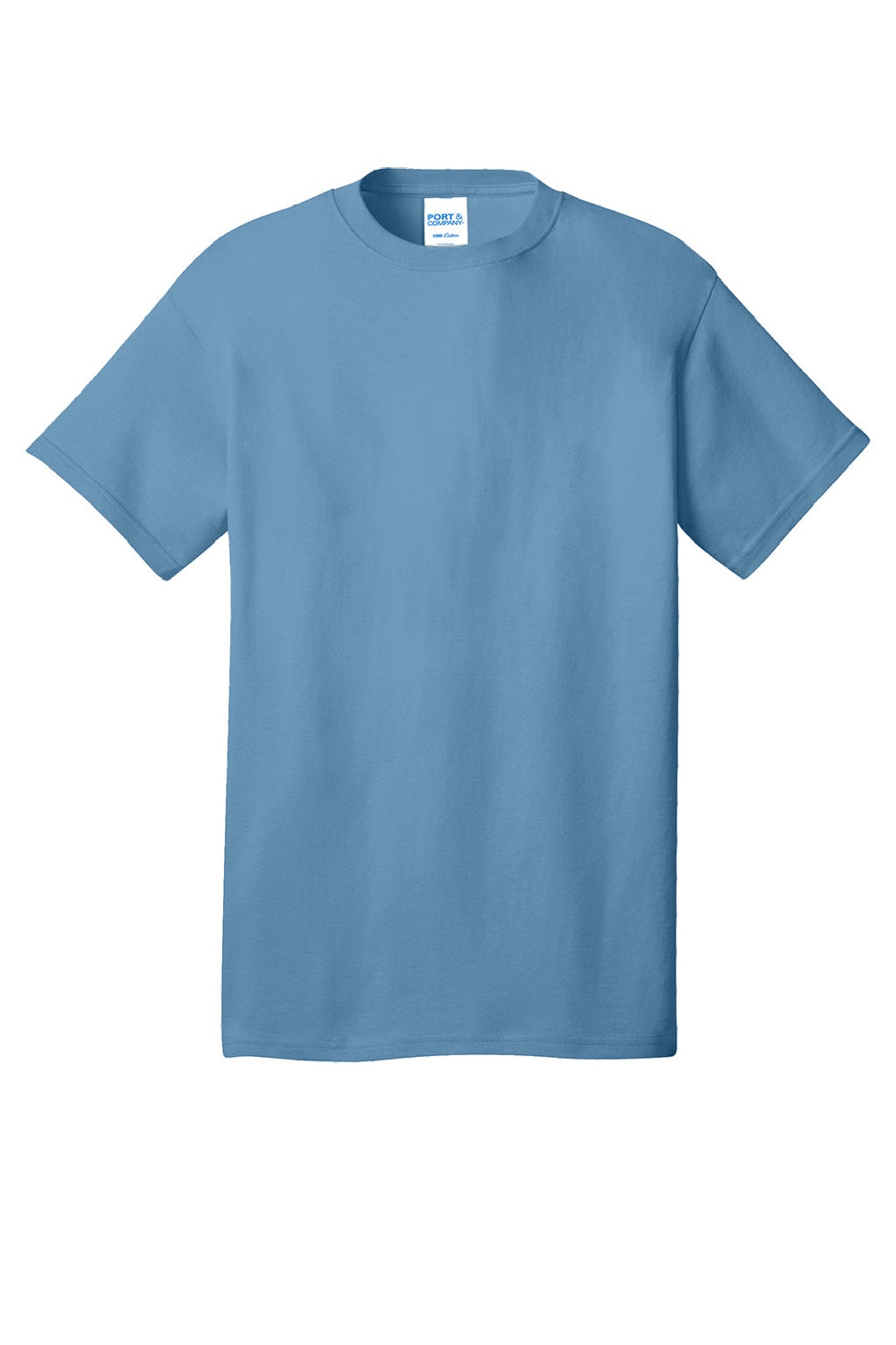 Port & Company PC54/PC54T Mens Core Short Sleeve Crewneck T-Shirt Tundra Blue Flat Front