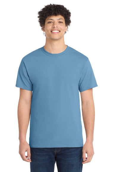 Port & Company PC54/PC54T Mens Core Short Sleeve Crewneck T-Shirt Tundra Blue Model Front