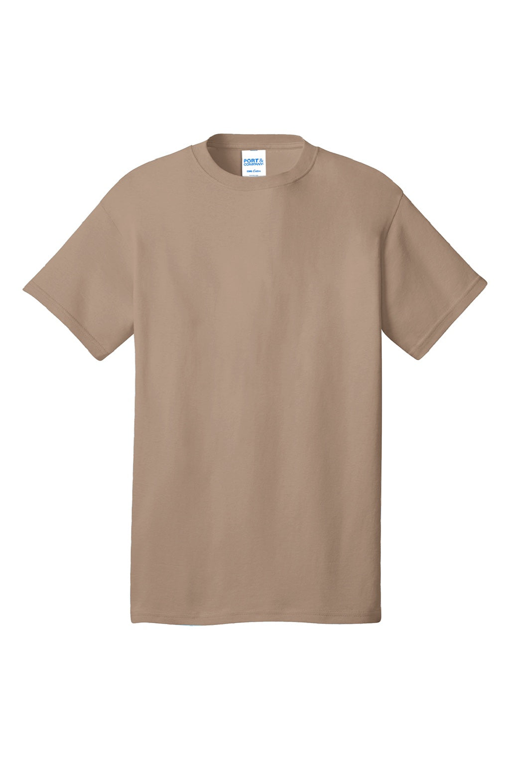 Port & Company PC54/PC54T Mens Core Short Sleeve Crewneck T-Shirt Sand Brown Flat Front