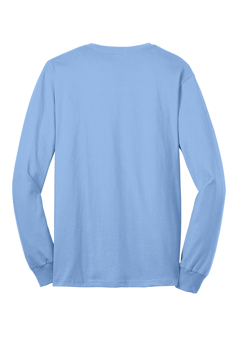 Port & Company PC55LS/PC55LST Mens Core Long Sleeve Crewneck T-Shirt Light Blue Flat Back