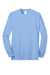 Port & Company PC55LS/PC55LST Mens Core Long Sleeve Crewneck T-Shirt Light Blue Flat Front