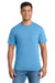 Port & Company PC55P/PC55PT Mens Core Short Sleeve Crewneck T-Shirt w/ Pocket Aquatic Blue Model Front