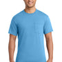 Port & Company Mens Core Short Sleeve Crewneck T-Shirt w/ Pocket - Aquatic Blue